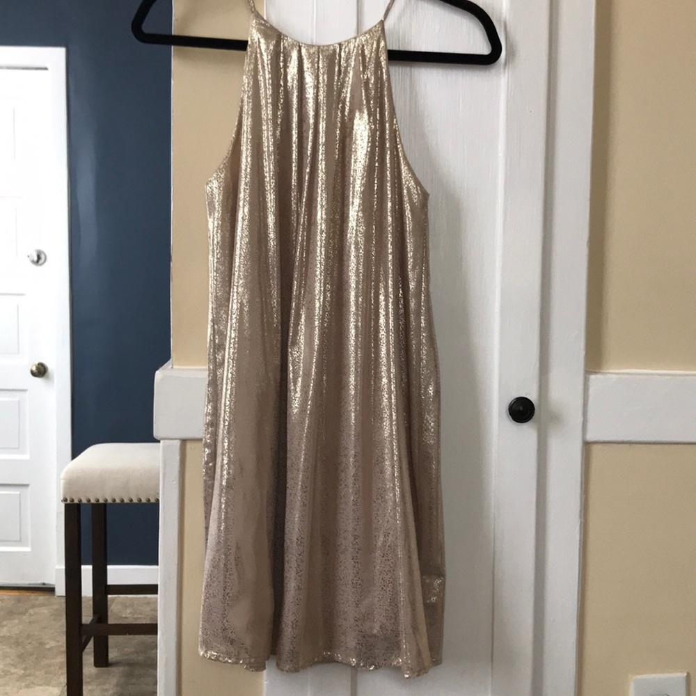 Gold halter party dress